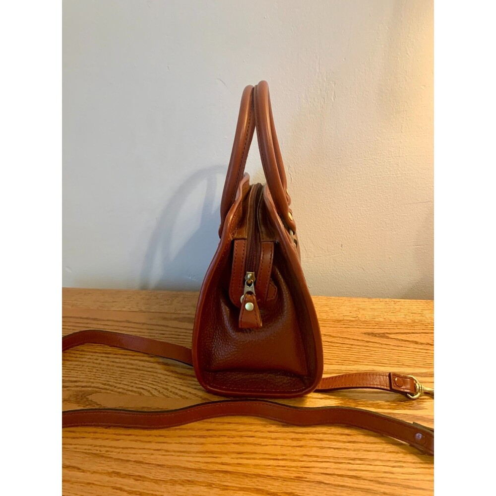 Leather & Co. by Liz Claiborne Brown Leather Crossbody Purse Bag Satchel Round - Picture 4 of 13